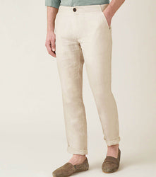 2023 Fashion Summer Blank Simple Straight Men Long Pants High Quality Custom White Linen Casual Trousers For Men