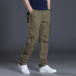 Winter Men Cotton Woven Cargo Zip Fly Pants Fashion Multi-Pockets Elastic Waist Mens wholesale men pants trouser