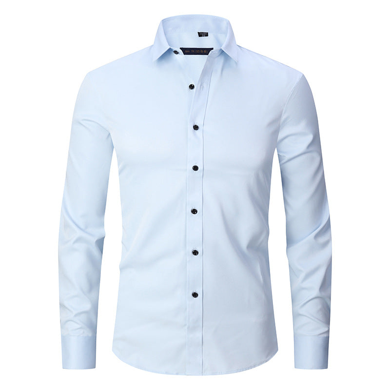 Men solid Shirts  S-8XL  New Mens Dress Shirts Long Sleeve Slim Casual Black White Social Male Clothes