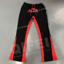Custom mens track stacked flair trouser 100% cotton flared sweatpants painted flare sweat pants men