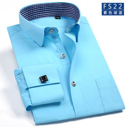 MS-P78 French White Shirt Men's Long Sleeve Overseas Shirt Groom Dress Cotton Slim Shirt