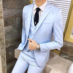 Men's 3 Pieces Black Elegant Suits With Pants Brand Slim Fit Single Button Party Formal Business Dress Suit Male Terno