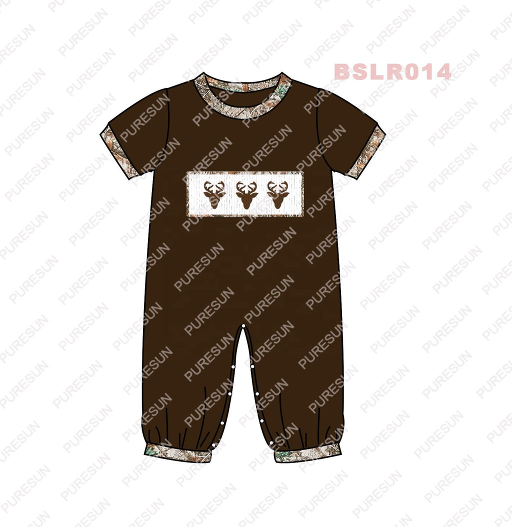 Puresun custom designs smocked baby dresses hunting deer smocked kids wear little girl boutique outfits clothing fall set