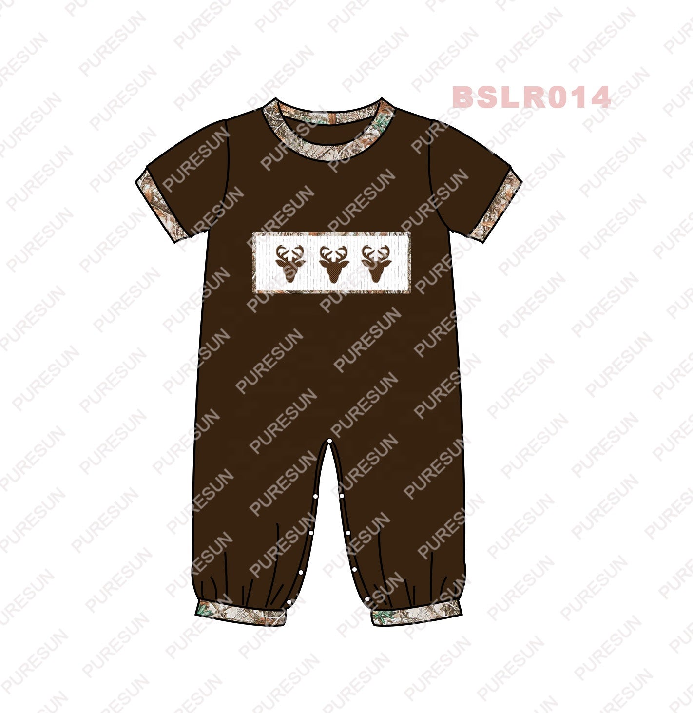 Puresun custom designs smocked baby dresses hunting deer smocked kids wear little girl boutique outfits clothing fall set
