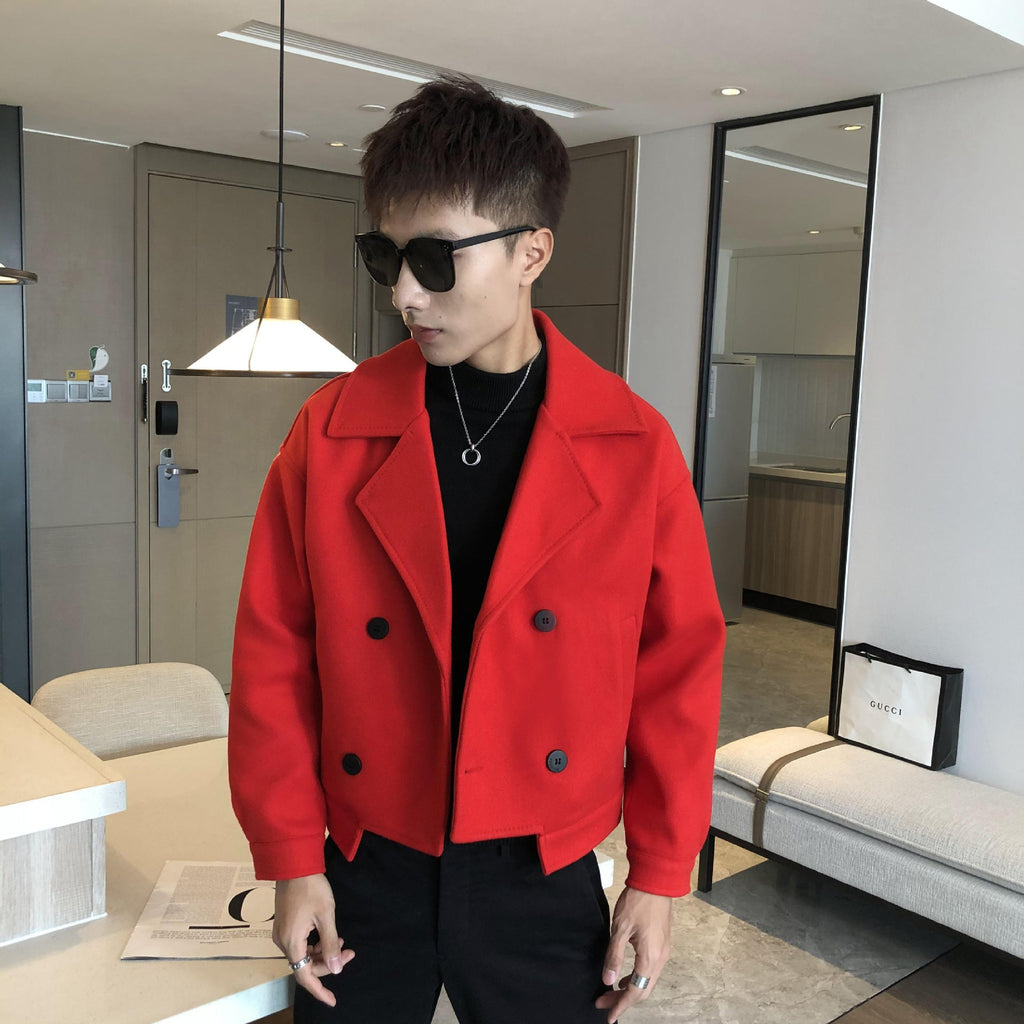New men fall clothing 2022 plus size jacket slim-fit tartan coat men's short trend winter coats for men