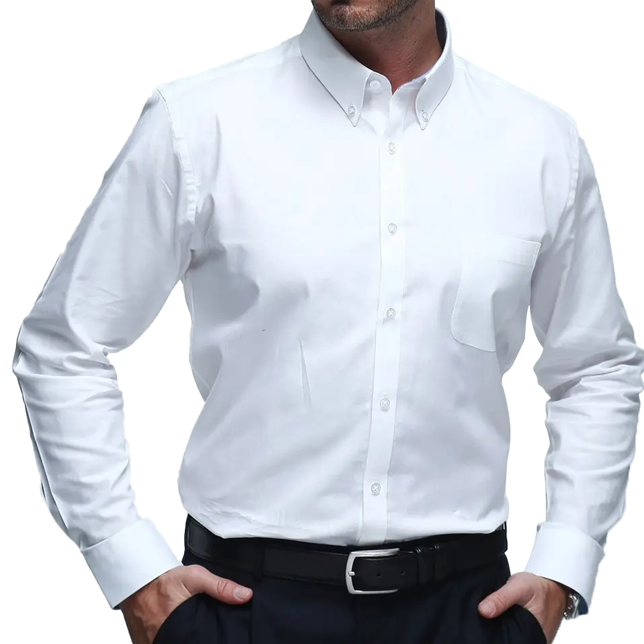 Oeko-Tex Custom Solid Long Sleeve Wrinkle-Free Formal Business Casual Button Down White Men Dress Shirts