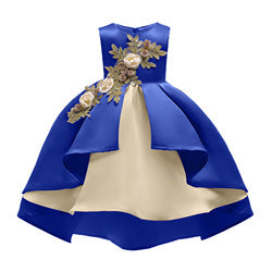 High Quality Layered Dress Kids Princess Printed Flower Christmas Evening Girls Party Dresses