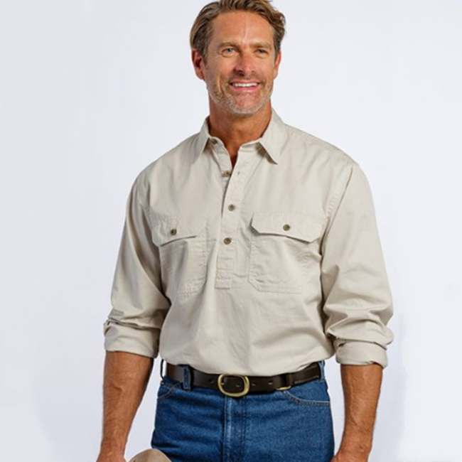 Men's Half Button 100 cotton work shirt workwear shirt