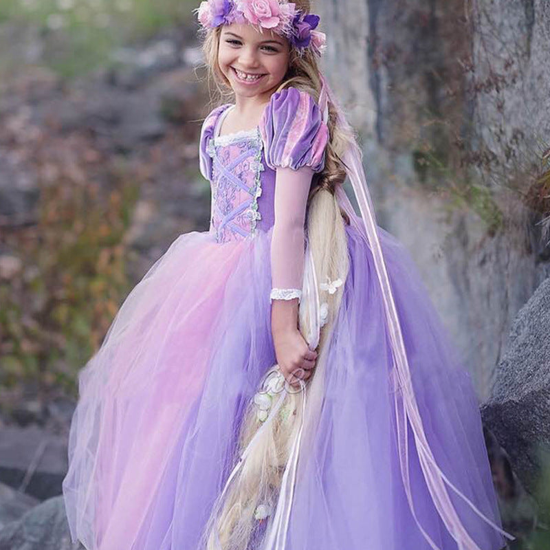 Summer Girl flower princess dresses lace birthday party costume wedding kids long skirts stage dance wear