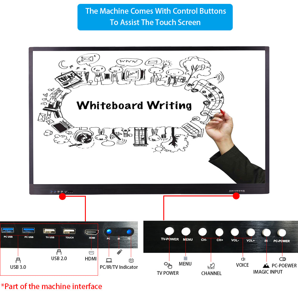 Smart Multi-touch Whiteboard Manufacturer Infrared 6 In One Class Interactive Board for Online Teaching