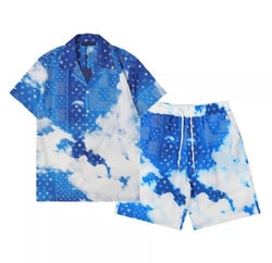Men's Hawaiian sets Loose Top Floral Letter Print Shirts For Men Fashion design Breathable Summer Short Sleeve shirt men's