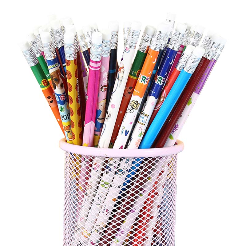 Promotional Cartoon Printed Personalised Pencil custom Printed Pencil Brand HB Wooden Pencil with Eraser Set