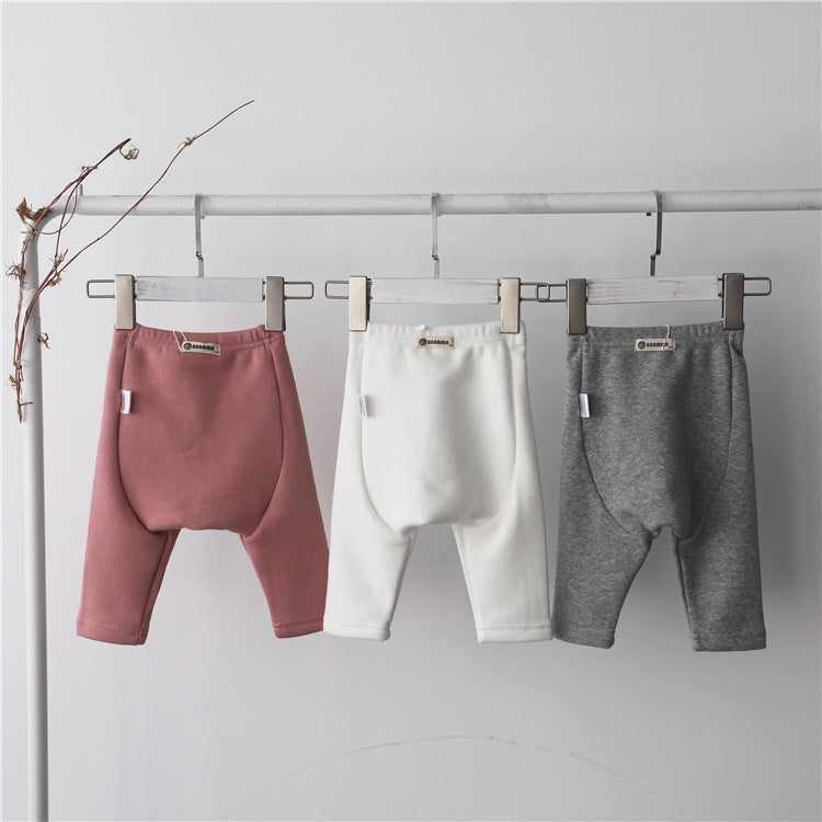 Spring Autumn Solid Color Cotton Child Baby Kids Unisex Sports Long Trousers Pants For Baby Boys Girls