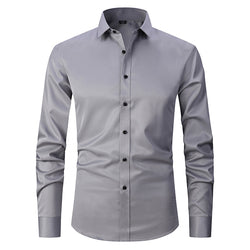 Official Solid Beautiful White Spandex Longsleeve Elastic Slim Formal Social Office Uniform Wear Business Dress Shirts For Mens