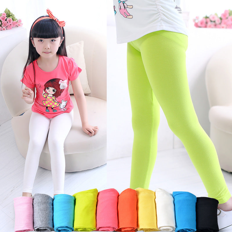 M1708 Fashion Candy Color Cropped trousers Girls Skinny Pants Soft Elastic Modal Cotton Kids Girl Leggings Pants
