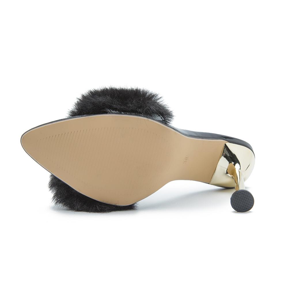 fashion trend 2021 new real rabbit hair iron heel pointed super high heel womens sandals 4 colors into 35 42