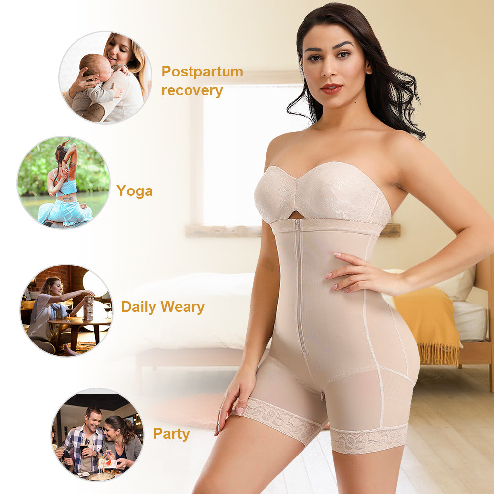 women shapewear slimming bodysuit underbust bodyshaper thigh zipper full body shaper with butt lift full body waist trainer