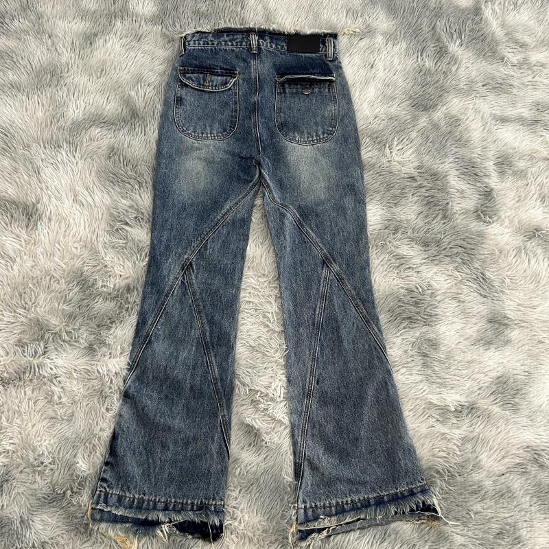 DENIMGUYS fashion denim streetwear jeans custom waist ripped distressed men flared jeans pants
