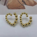 Trendy Waterproof High Quality Earrings 18k Gold Plated Beads heart shape Stud Earring  Huggie Chunky Statement Earrings Women