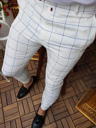 Custom Fashion Slim Fit Men Plaid Dress Pants  Casual Office Skinny Khaki Men Trousers