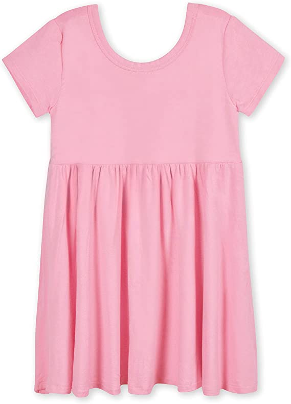 Toddler Girl Buttery Soft Bamboo Short Sleeve Kids Dresses Twirl Dress