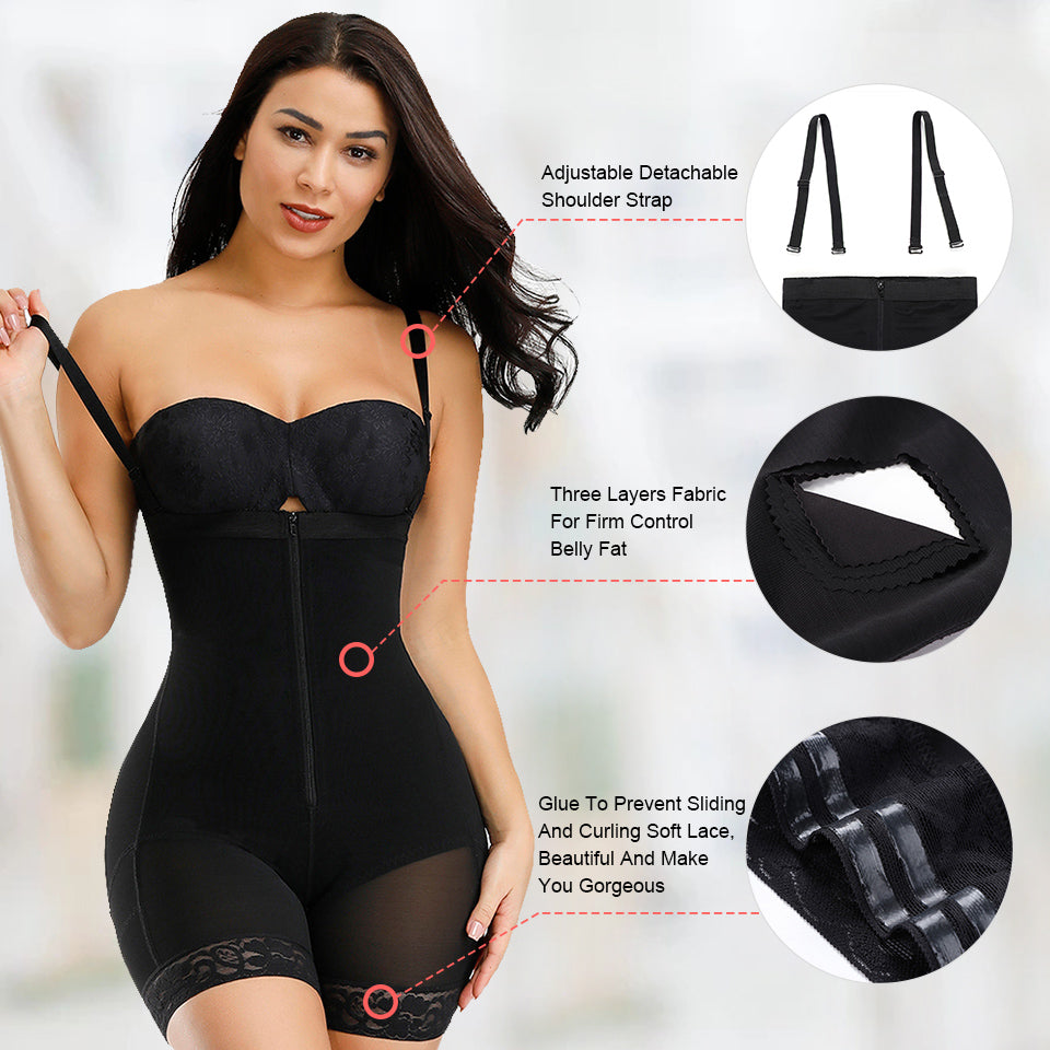 women shapewear slimming bodysuit underbust bodyshaper thigh zipper full body shaper with butt lift full body waist trainer
