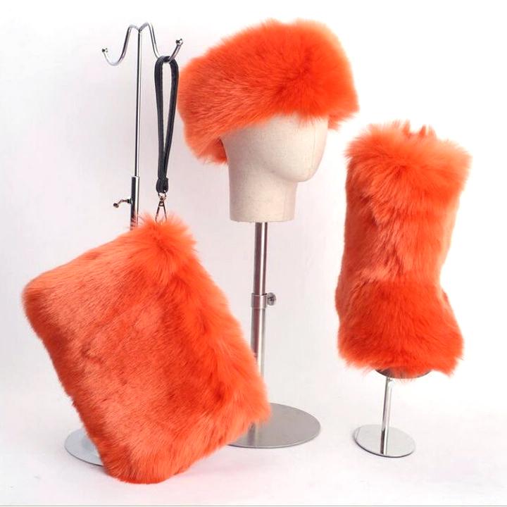 wholesale fashion fox faux headband kids furry purses sets ladies snow woman women fall winter fur shoes womens boots