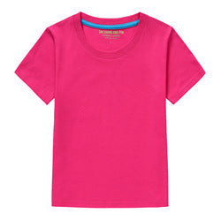 Wholesale Short Sleeve Solid Color Blank Shirts Child Kid Boys Girls Top Logo Custom Kids Cotton T Shirt