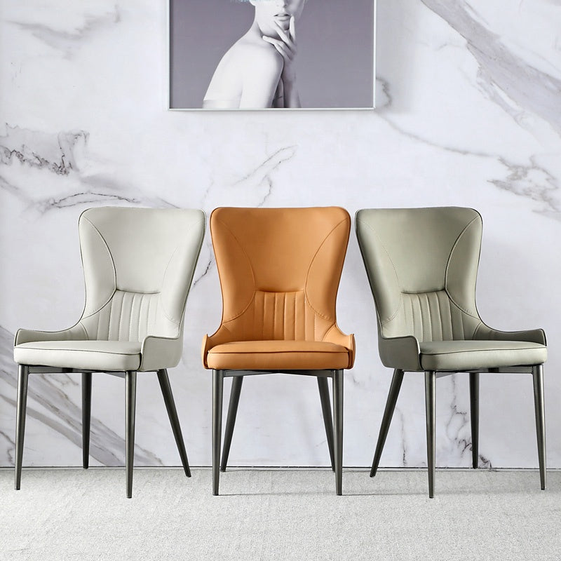 Modern Mid-Century Nordic Dining Room Restaurant Furniture Outdoor Kitchen Side Chair Leather Dining Chairs Set