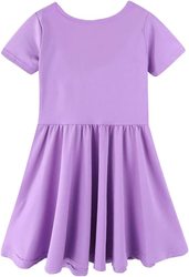 Toddler Girl Buttery Soft Bamboo Short Sleeve Kids Dresses Twirl Dress