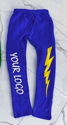 Custom Logo Men's Stacked Sweat Trousers High Street Hip Hop 3D Puff Print Jogger Track Pants Flare Sweat Pants Men