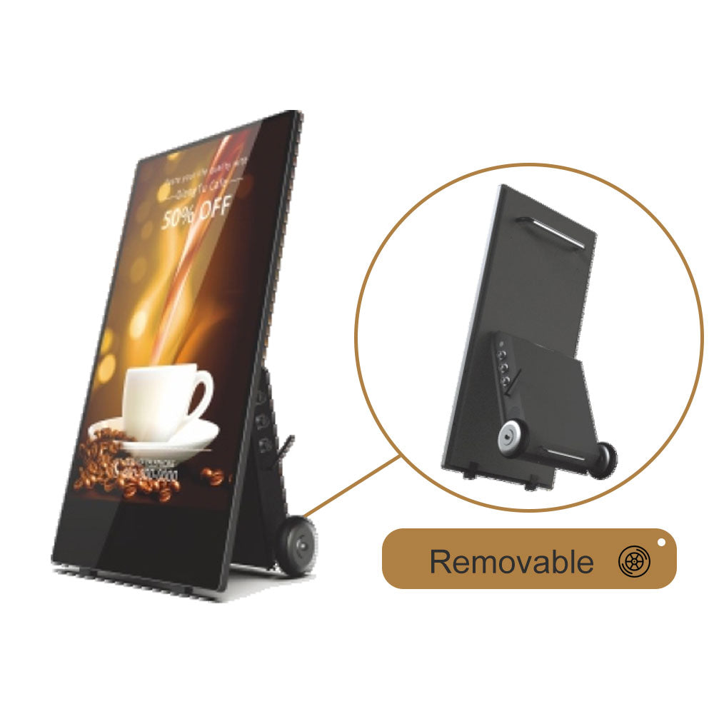 IP65 Outdoor Waterproof 43inch advertising playing equipment Recharge Portable Lcd battery powered digital Signage Poster