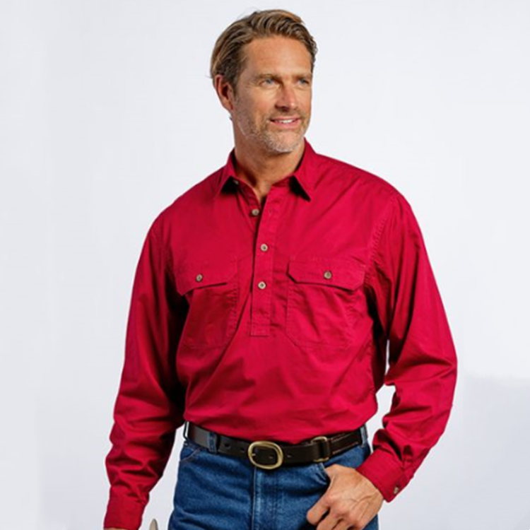 Men's Half Button 100 cotton work shirt workwear shirt
