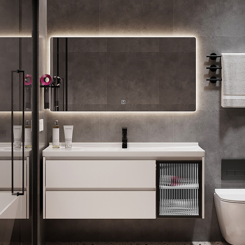 SONSILL Bathroom Equipment Drawer Storage Luxury Solid Wood and white Lacquer Bathroom Vanity With Sink