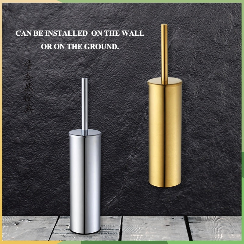 Luxury Gold Black Toilet Brush Holder Wall Mounted Bathroom Cleaning Brush Stainless Steel Toilet Brushed for Cleaning Storage