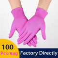 Nitrile Gloves Pink 100pcs Food Grade Waterproof Allergy Free Disposable Work Safety Gloves Kitchen Household Nitrile Synthetic