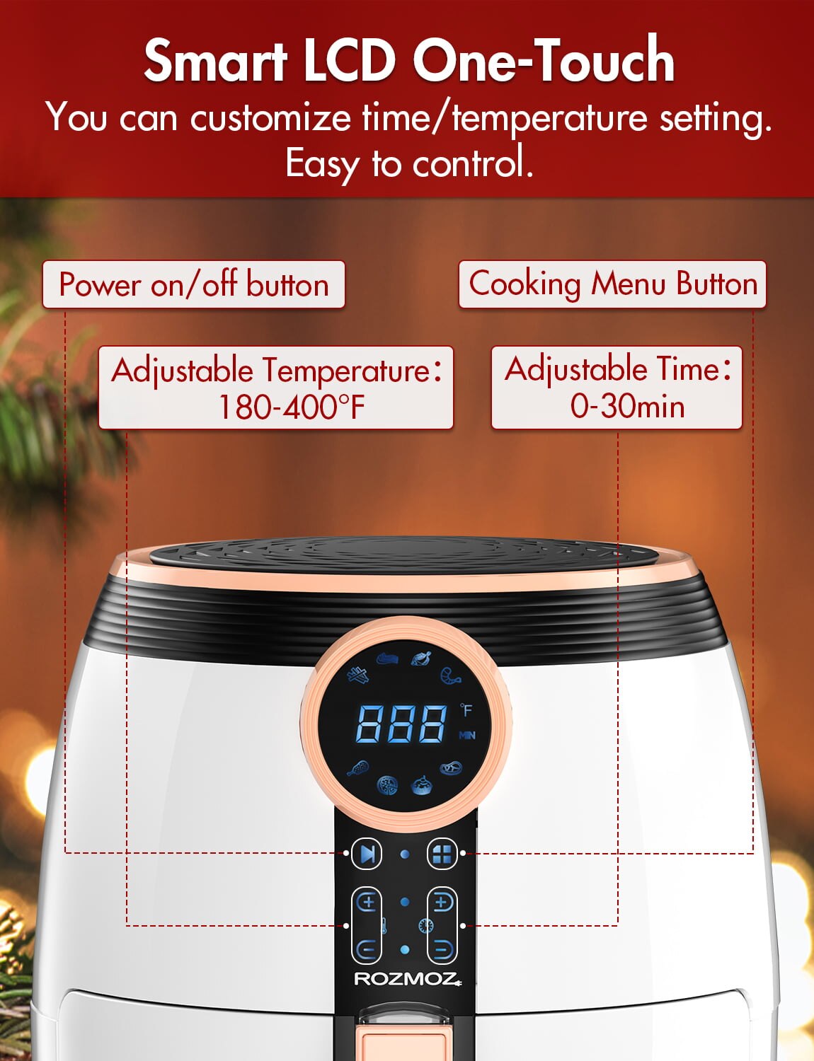 Oil free and safe kitchen appliances, free shipping 5.2Qt Air Fryers,  LED Temp/Timer with Air Fryer Cookbook