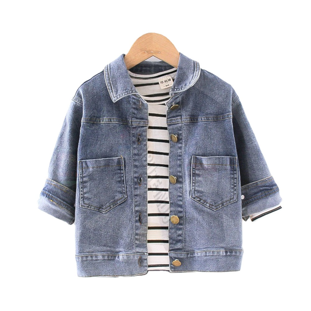 Little Kid Boys Jean Top Jackets Unisex Baby Toddler Boy Girl Denim Coat Outwear For Kids