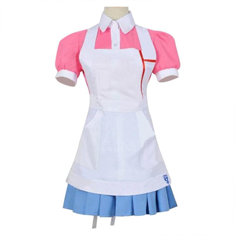 super danganronpa 2 cosplay mikan tsumiki costume dangan ronpa suit wig pink top skirt pinafore woman dress princess girls shoes