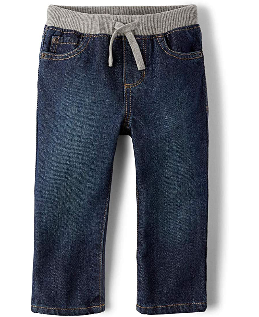 Wholesale denim garment factory blue pull on kid's biker jogger pants denim jeans