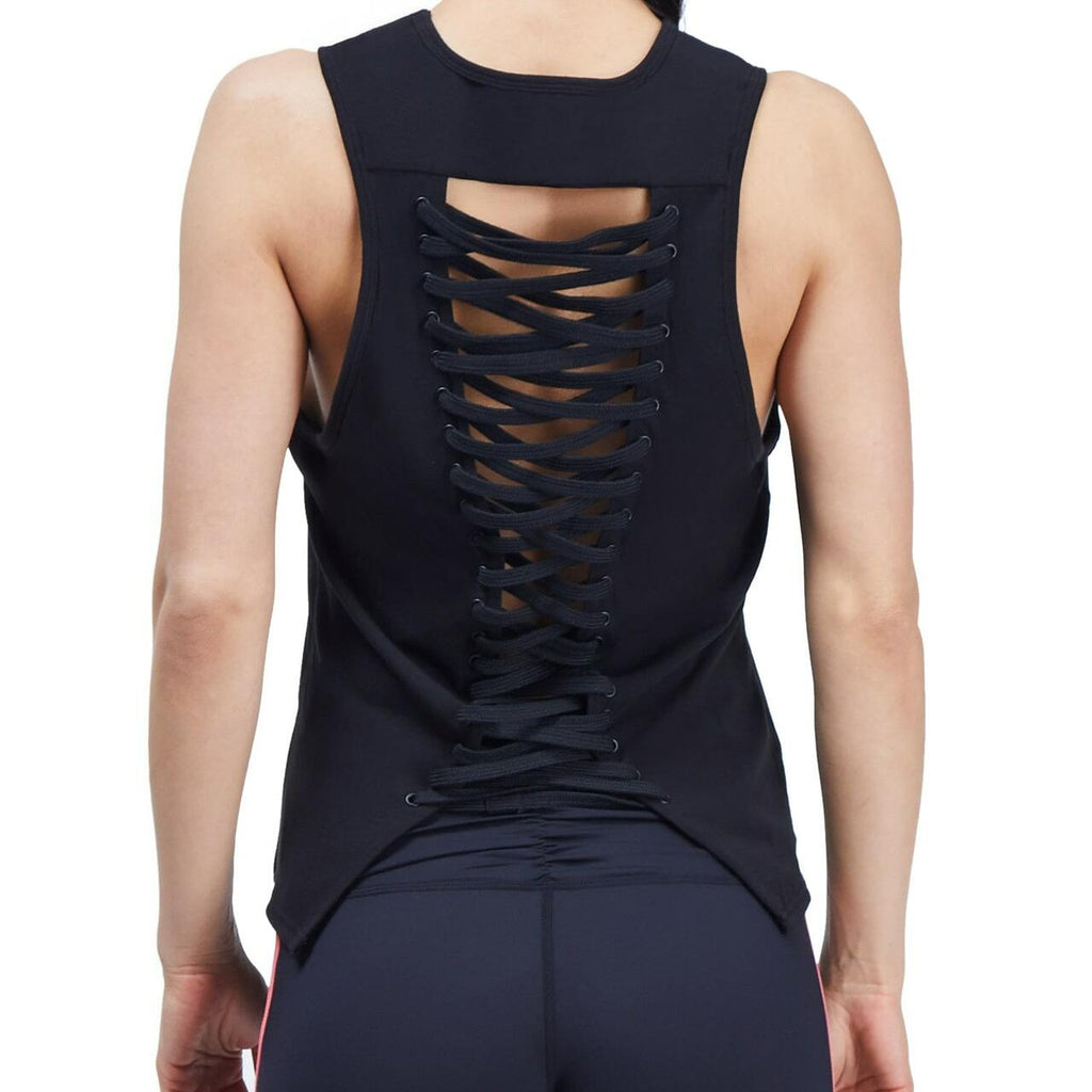 urban savage laced up womens sleeveless top in black