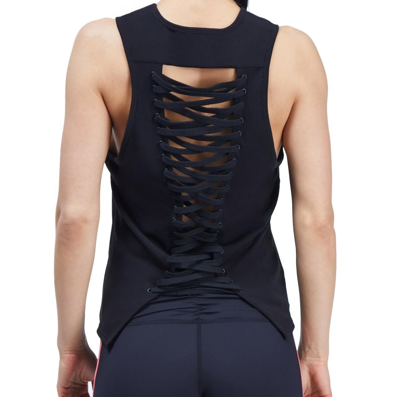 urban savage laced up womens sleeveless top in black