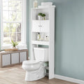 White 23 In. W Space Saver Bathroom Cabinet with 3 Fixed Shelves, Mainstays Over The Toilet Storage