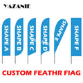 YAZANIE Graphic Printing Custom Blade Feather Flag Signs Beach Bowflag Teardrop Banner Flag for Outdoor Advertising Promotion