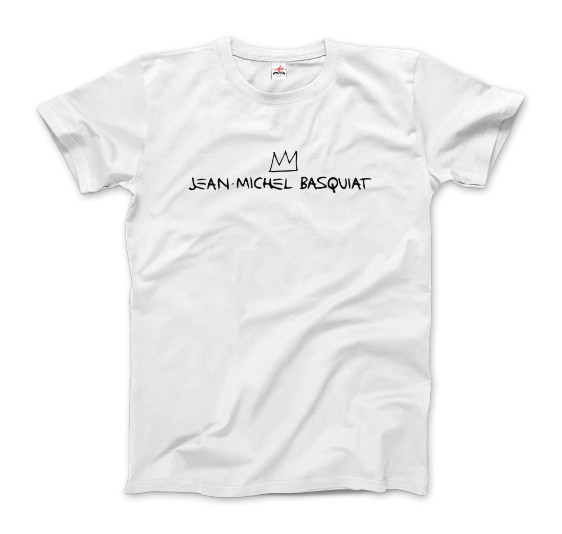 jean michel basquiat signature with crown t shirt