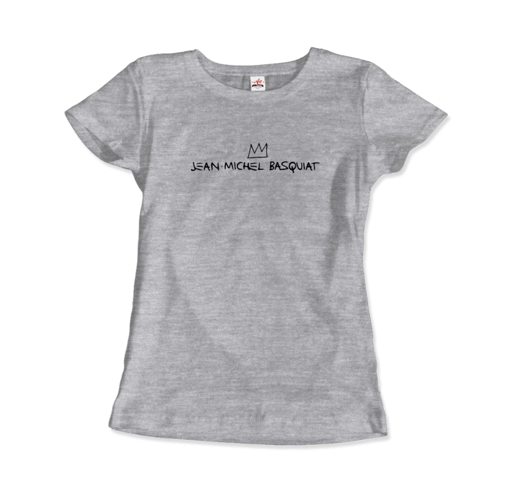 jean michel basquiat signature with crown t shirt