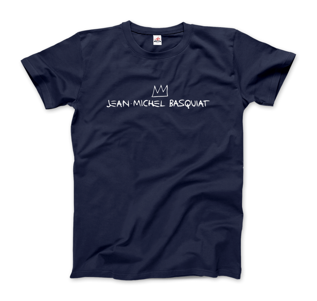 jean michel basquiat signature with crown t shirt