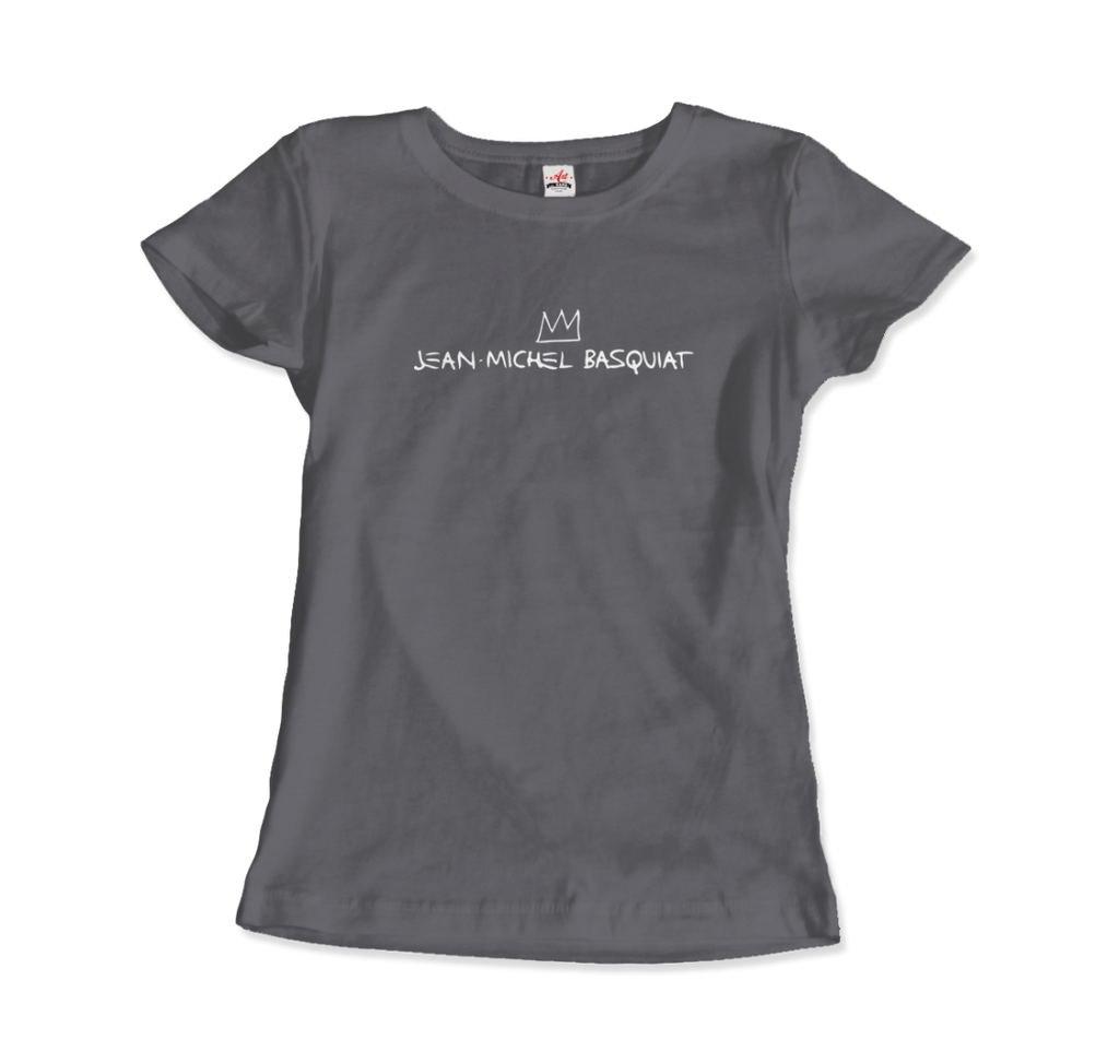 jean michel basquiat signature with crown t shirt