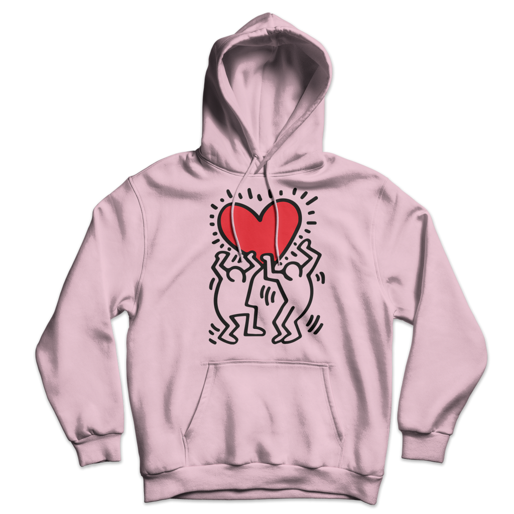keith haring men holding heart icon street art hoodie