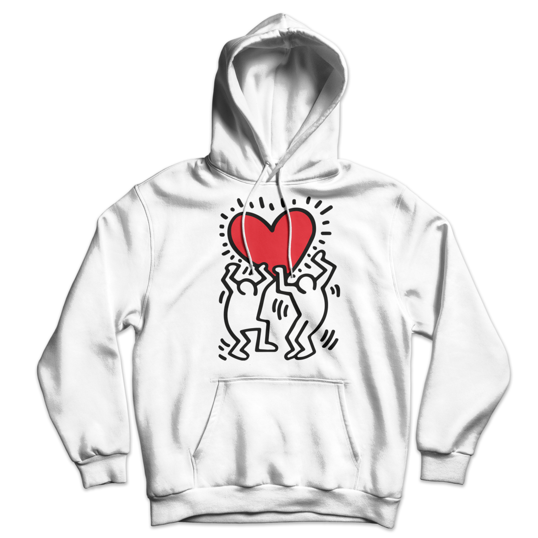 keith haring men holding heart icon street art hoodie